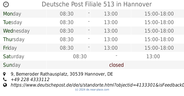 deutsche post filiale 513 hannover